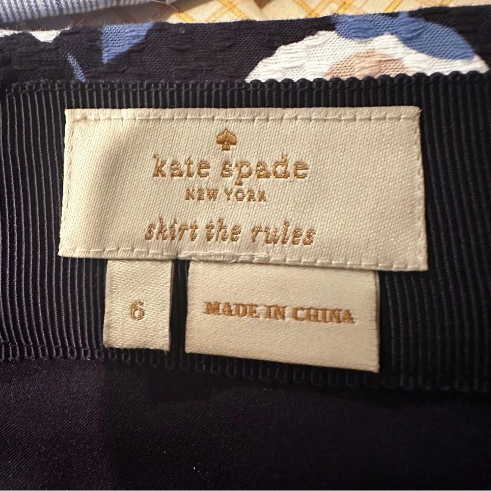 Kate Spade Shore Thing Daisy Jaquard A-Line‎ Skirt Women's 6 Navy Pink Casual